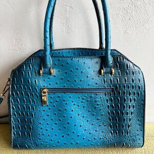 Blue & Black Faux Alligator Handbag